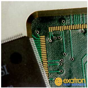 Close up image of PI, Diamond Particle Interconnect directly plated to printed circuit board, PCB.